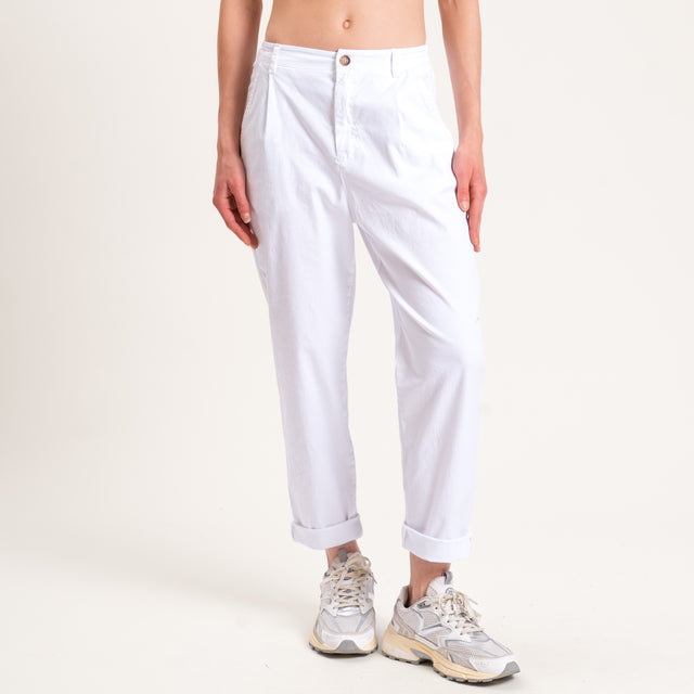 Zeroassoluto-Pantalone LOLA elastico dietro cotone - bianco