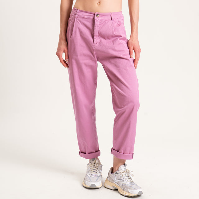 Zeroassoluto-Pantalone LOLA elastico dietro cotone - rose