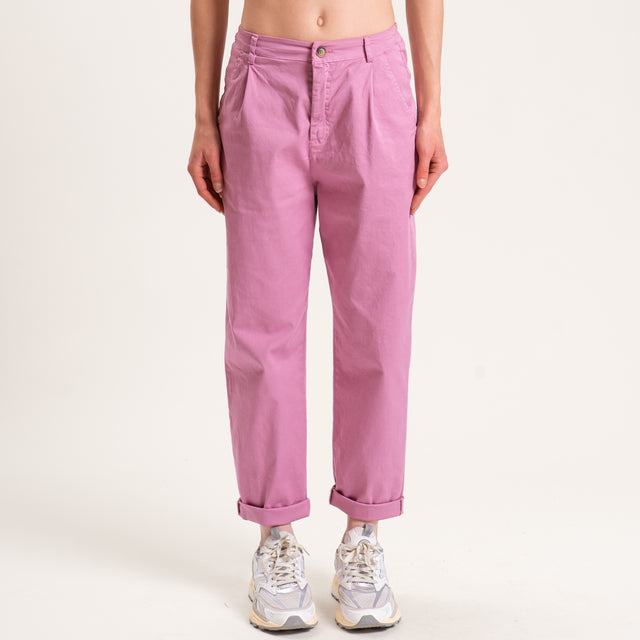 Zeroassoluto-Pantalone LOLA elastico dietro cotone - rose