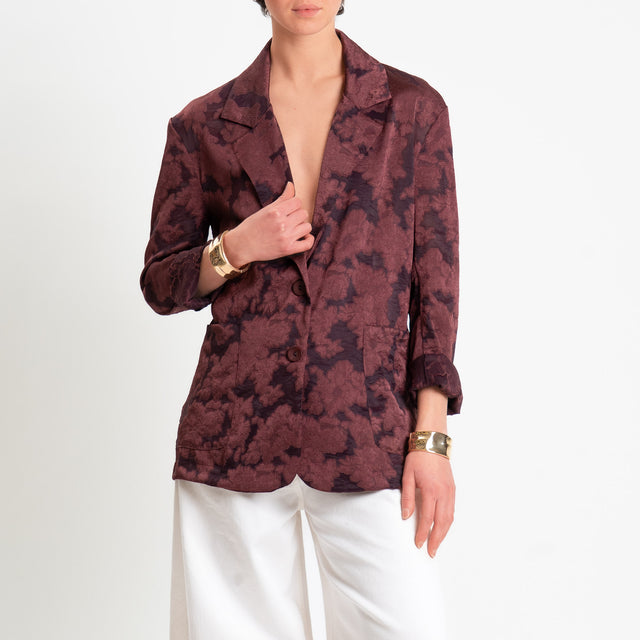 Zeroassluto-Giacca organza damascata due bottoni - burgundy