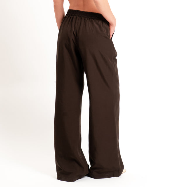 Zeroassoluto-Pantalone wide leg tencel fibra naturale - choco
