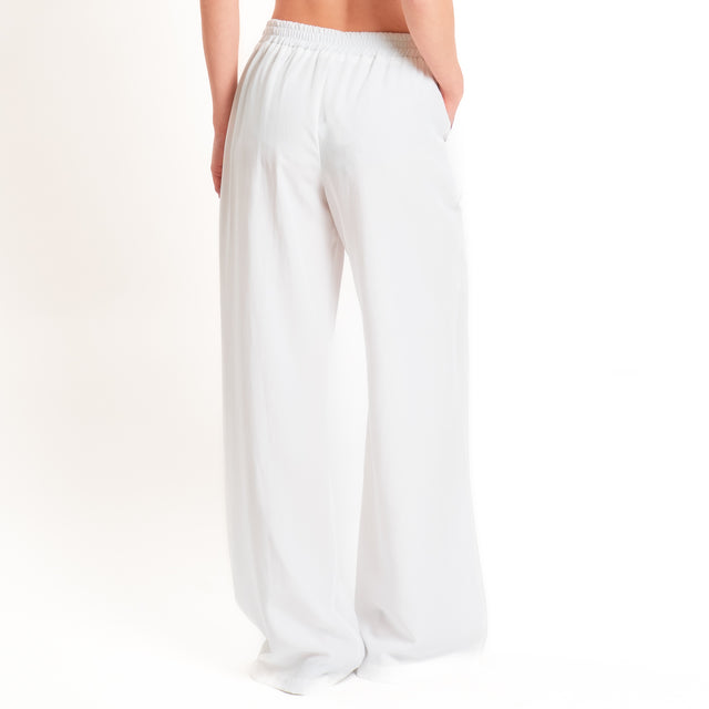 Zeroassoluto-Pantalone wide leg tencel fibra naturale - latte