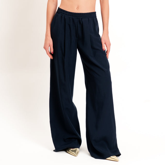 Zeroassoluto-Pantalone wide leg tencel fibra naturale - blu
