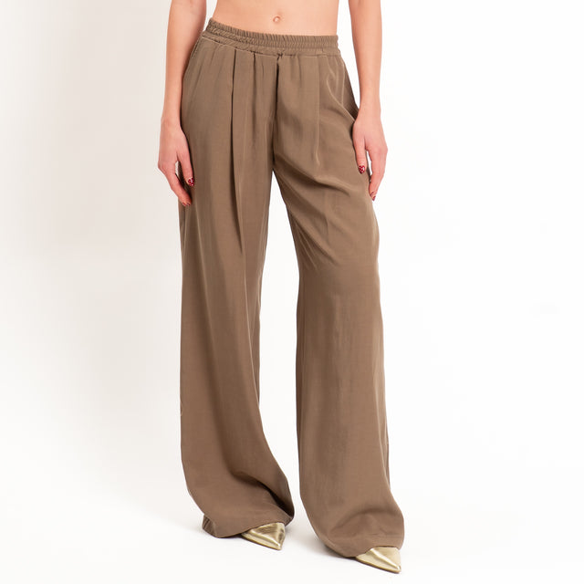 Zeroassoluto-Pantalone wide leg tencel fibra naturale - noce
