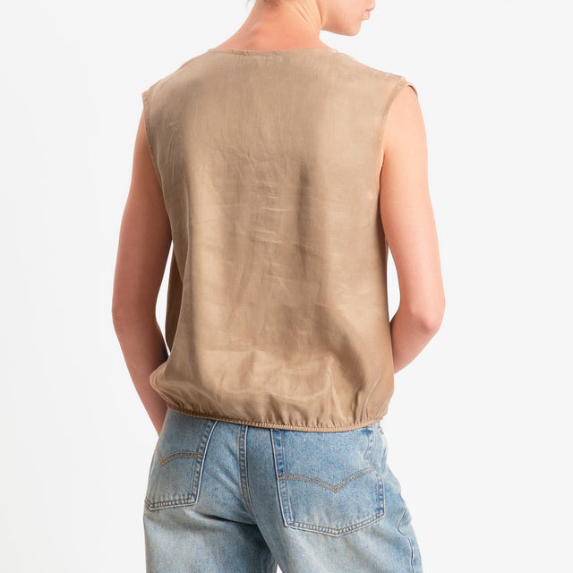 Zeroassoluto-Blusa smanicata cupro lyocell fibra naturale - sahara