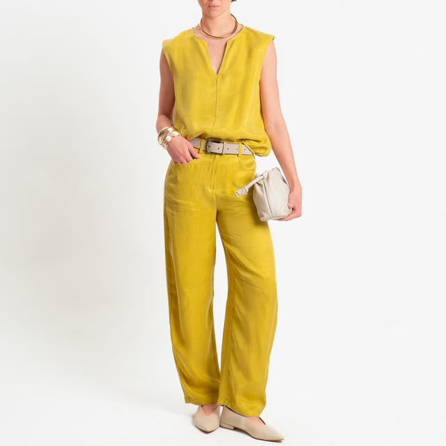 Zeroassoluto-Blusa smanicata cupro lyocell fibra naturale - girasole