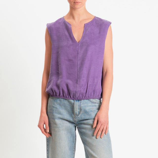 Zeroassoluto-Blusa smanicata cupro lyocell fibra naturale - lavanda