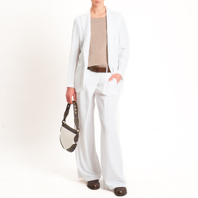 Zeroassoluto-Pantalone wide leg con pinces tencel fibra naturale - latte