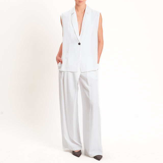 Zeroassoluto-Pantalone wide leg con pinces tencel fibra naturale - latte