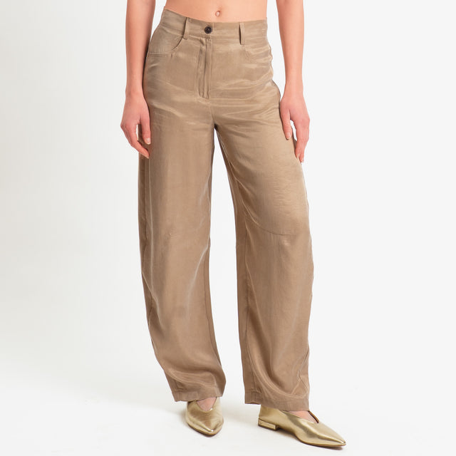 Zeroassoluto-Pantalone barrel cupro lyocell fibra naturale - sahara