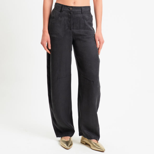 Zeroassoluto-Pantalone barrel cupro lyocell fibra naturale - lavagna