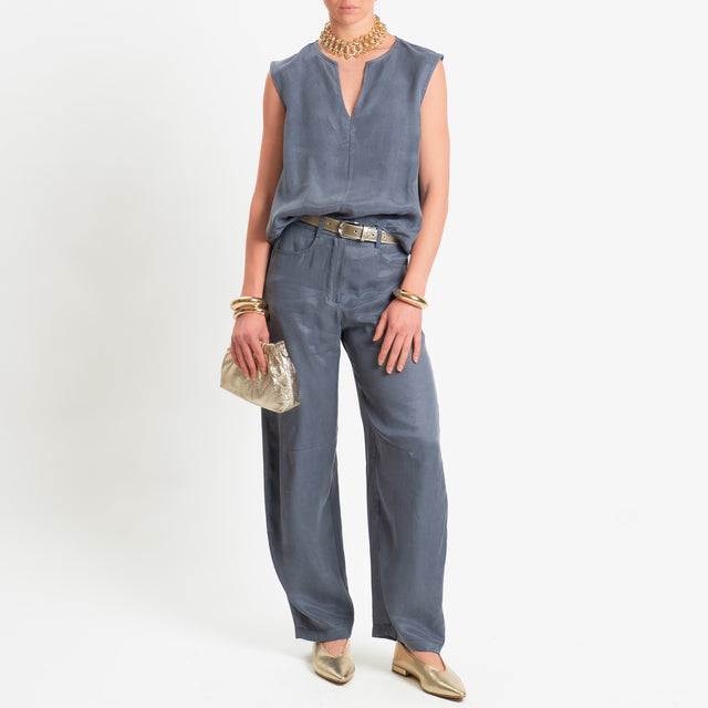 Zeroassoluto-Pantalone barrel cupro lyocell fibra naturale - piombo