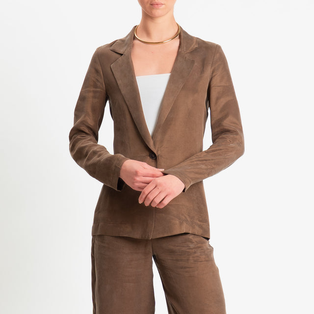 Zeroassoluto-Giacca destrutturata cupro lyocell fibra naturale - choco