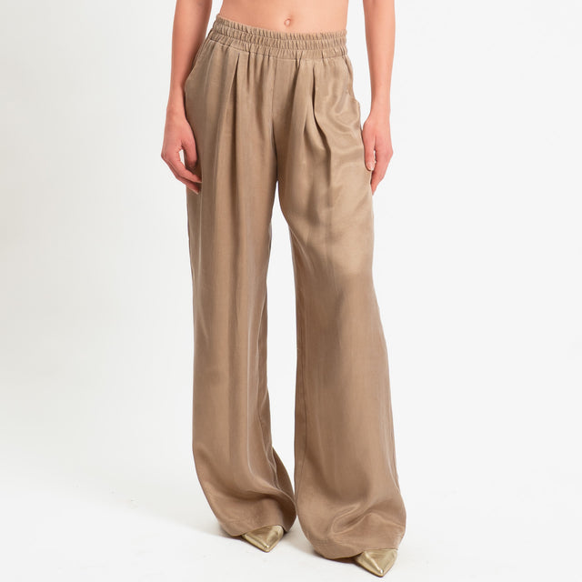 Zeroassoluto-Pantalone wide leg cupro lyocell fibra naturale - sahara