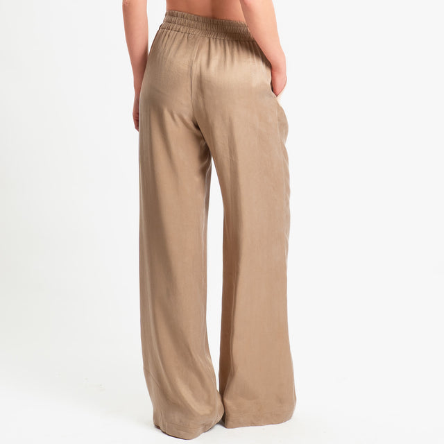 Zeroassoluto-Pantalone wide leg cupro lyocell fibra naturale - sahara