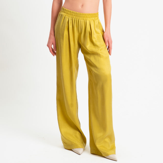 Zeroassoluto-Pantalone wide leg cupro lyocell fibra naturale - girasole