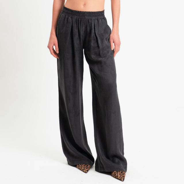 Zeroassoluto-Pantalone wide leg cupro lyocell fibra naturale - lavagna
