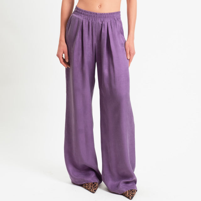 Zeroassoluto-Pantalone wide leg cupro lyocell fibra naturale - lavanda
