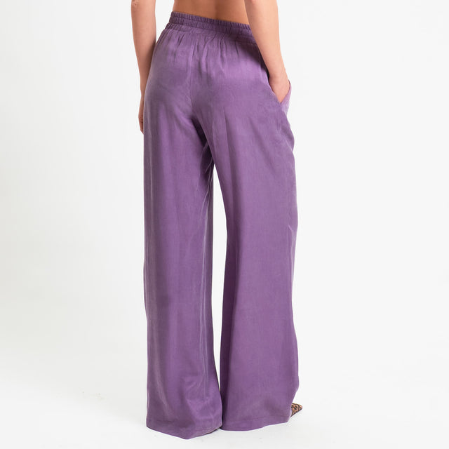 Zeroassoluto-Pantalone wide leg cupro lyocell fibra naturale - lavanda