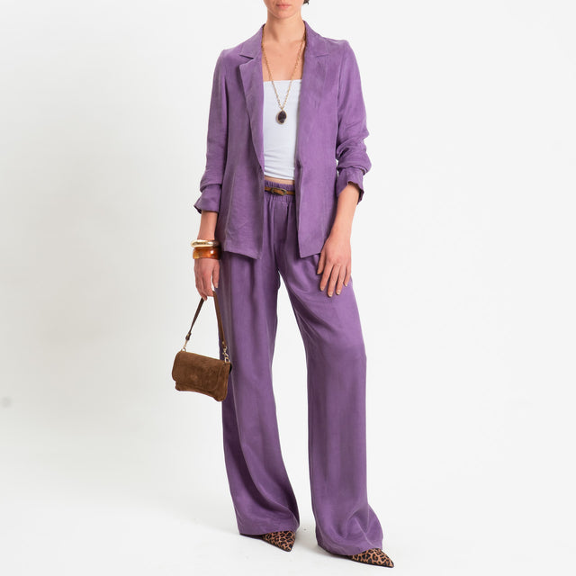 Zeroassoluto-Pantalone wide leg cupro lyocell fibra naturale - lavanda