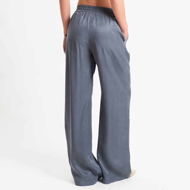 Zeroassoluto-Pantalone wide leg cupro lyocell fibra naturale - piombo