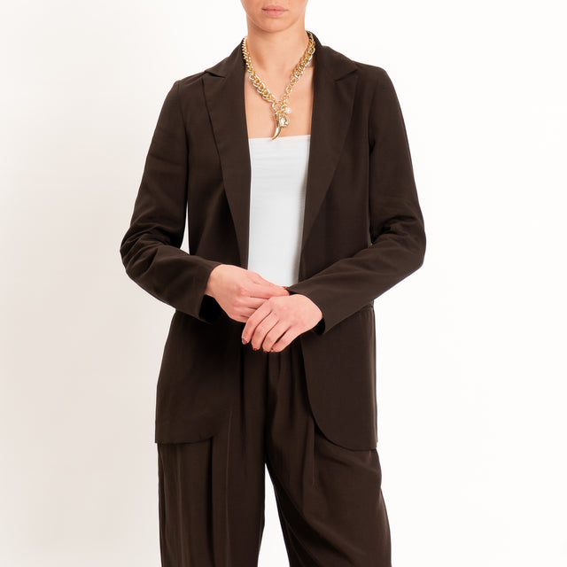 Zeroassoluto-Giacca destrutturata tencel fibra naturale - choco