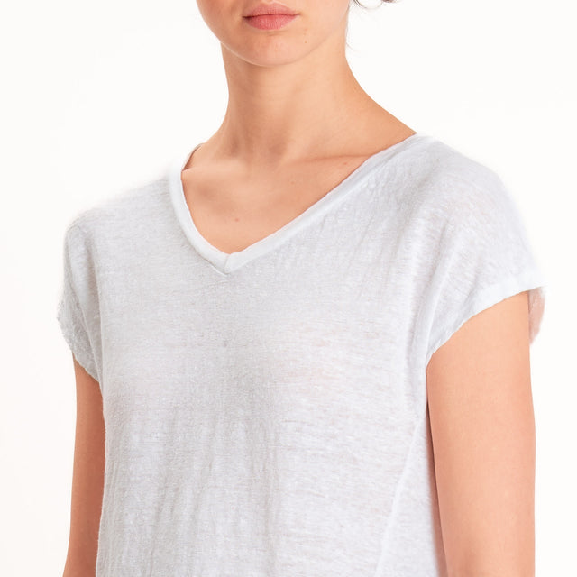 Zeroassoluto-T-shirt scollo v 100% LINO - bianco