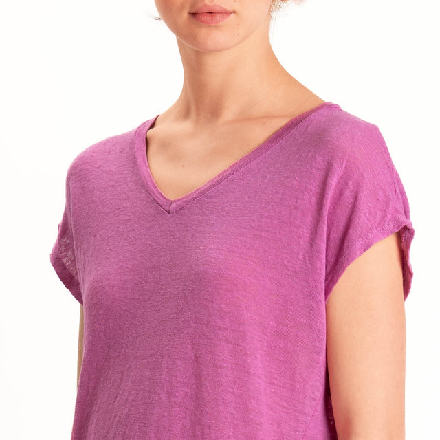 Zeroassoluto-T-shirt scollo v 100% LINO - bubble