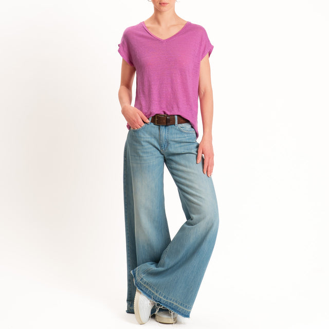 Zeroassoluto-T-shirt scollo v 100% LINO - bubble