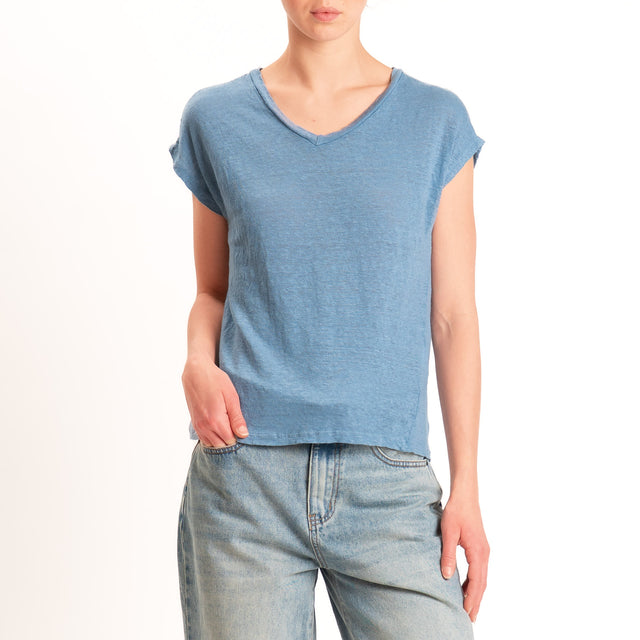 Zeroassoluto-T-shirt scollo v 100% LINO - jeans