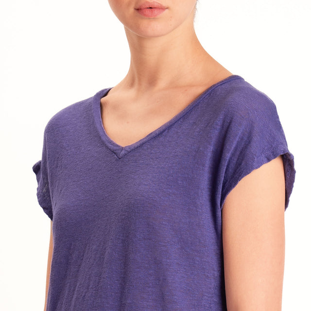 Zeroassoluto-T-shirt scollo v 100% LINO - viola