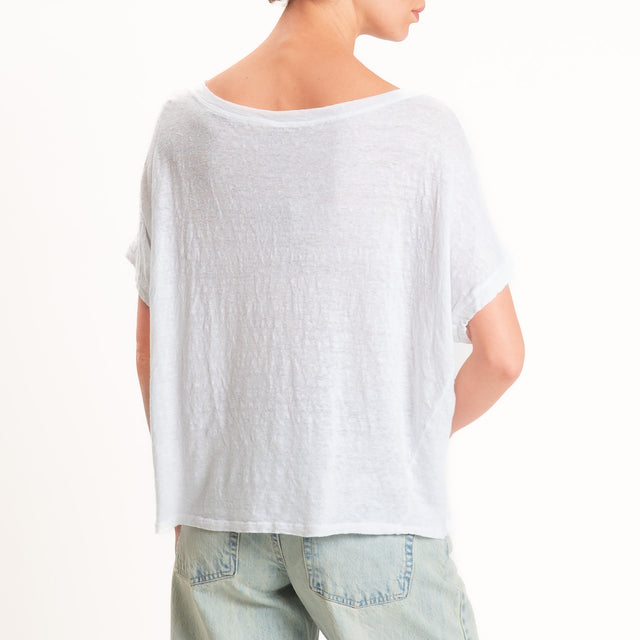 Zeroassoluto-T-shirt scatola 100% LINO - bianco