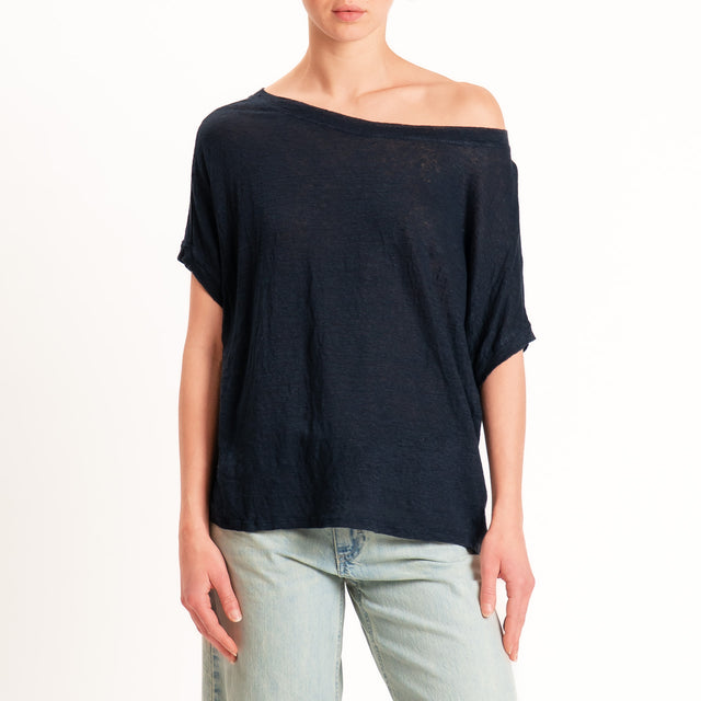 Zeroassoluto-T-shirt scatola 100% LINO - blu