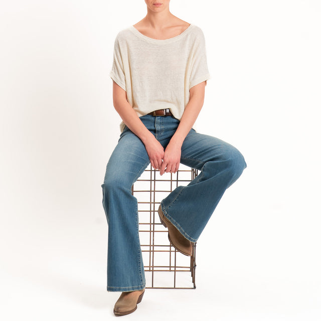 Zeroassoluto-T-shirt scatola 100% LINO - burro