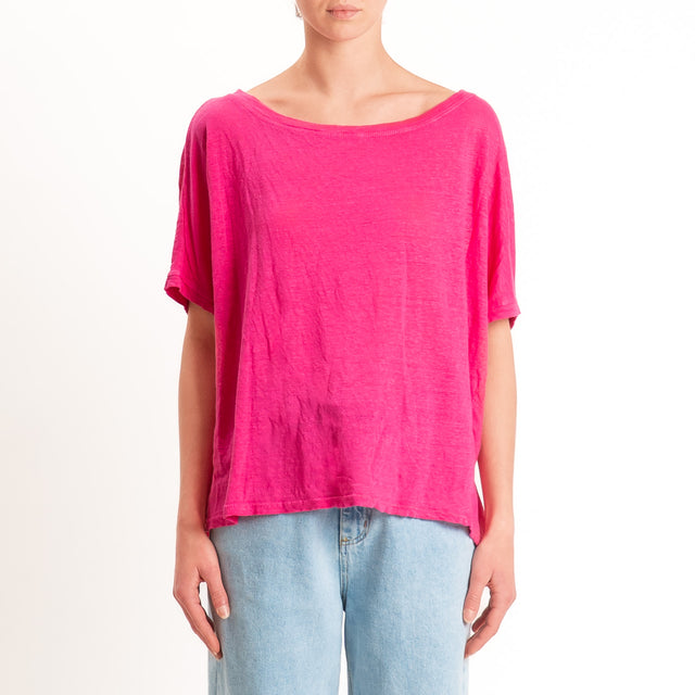 Zeroassoluto-T-shirt scatola 100% lino - fucsia