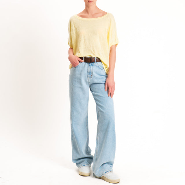 Zeroassoluto-T-shirt scatola 100% lino - yellow