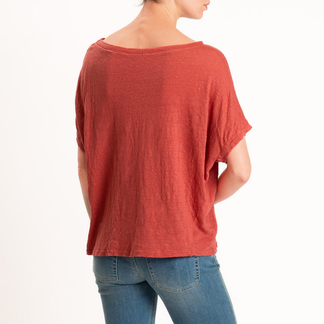 Zeroassoluto-T-shirt scatola 100% LINO - lipstick