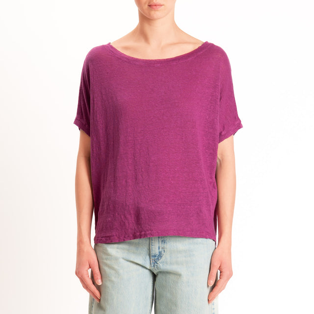 Zeroassoluto-T-shirt scatola 100% LINO - malva