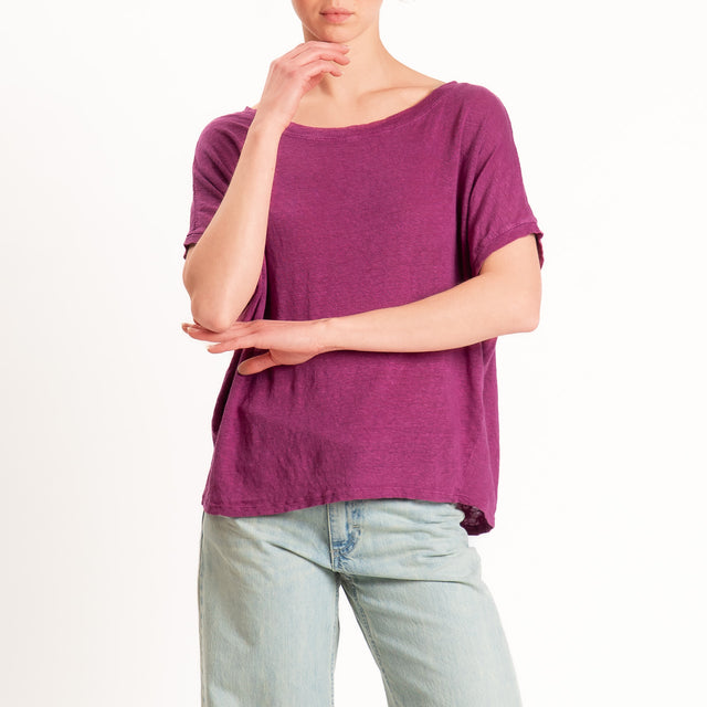 Zeroassoluto-T-shirt scatola 100% LINO - malva