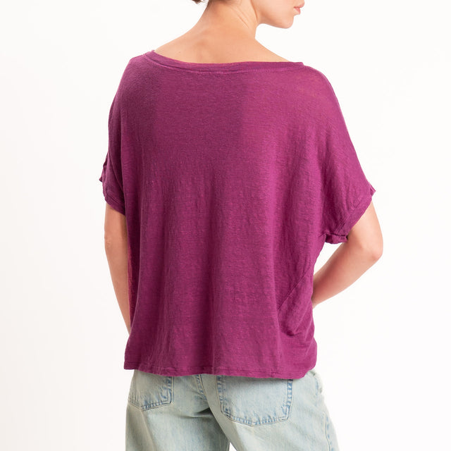 Zeroassoluto-T-shirt scatola 100% LINO - malva