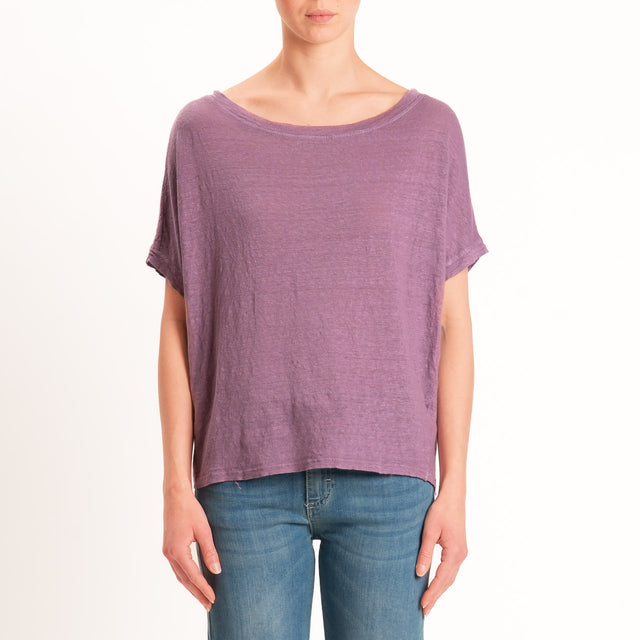 Zeroassoluto-T-shirt scatola 100% LINO - mauve