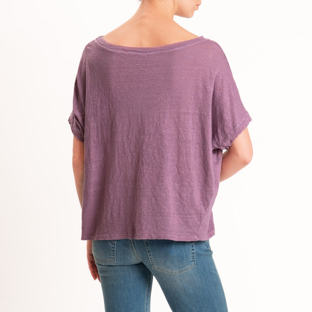 Zeroassoluto-T-shirt scatola 100% LINO - mauve