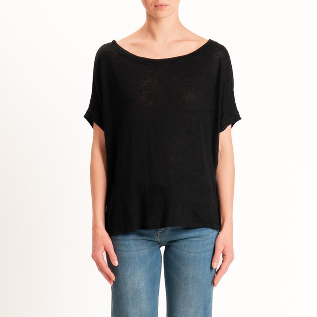 Zeroassoluto-T-shirt scatola 100% LINO - nero