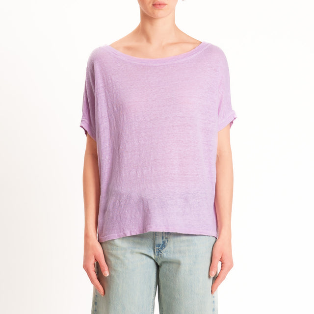 Zeroassoluto-T-shirt scatola 100% LINO- pink
