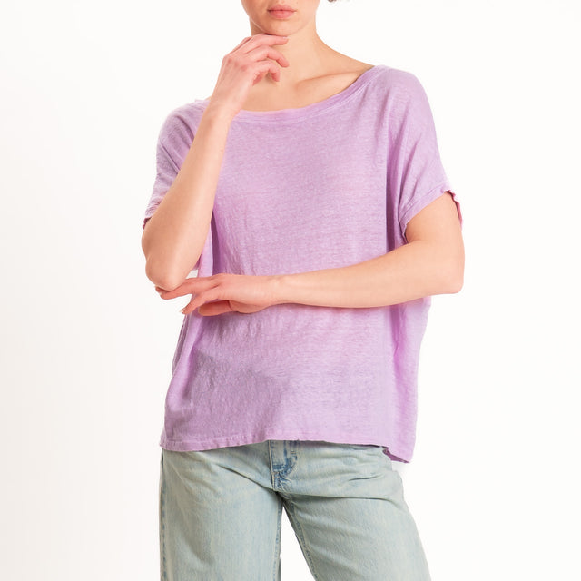 Zeroassoluto-T-shirt scatola 100% LINO- pink