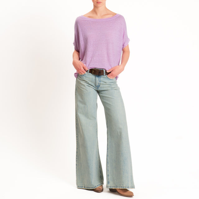 Zeroassoluto-T-shirt scatola 100% LINO- pink