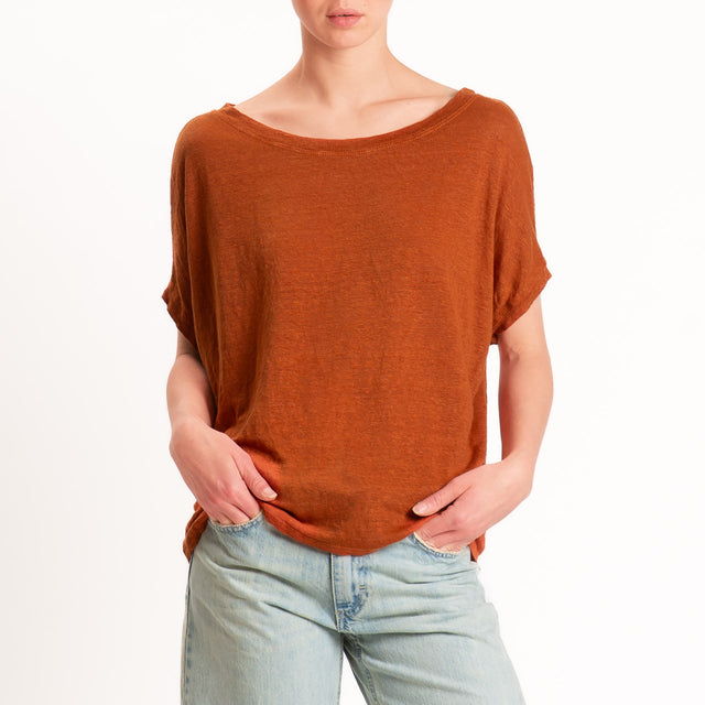 Zeroassoluto-T-shirt scatola 100% LINO - rust