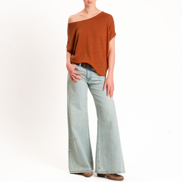 Zeroassoluto-T-shirt scatola 100% LINO - rust