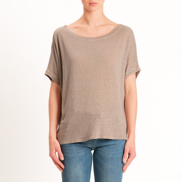 Zeroassoluto-T-shirt scatola 100% LINO - sahara