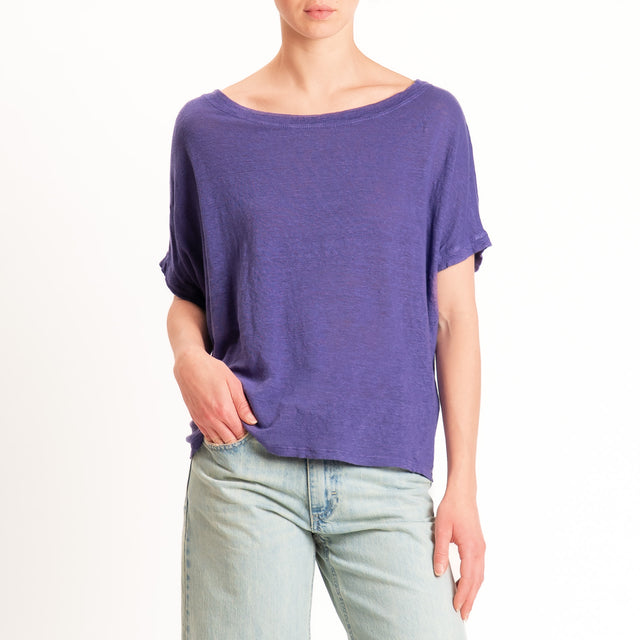 Zeroassoluto-T-shirt scatola 100% LINO - viola